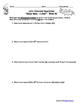 Homework Worksheets: The Mole - Set of 8! Answers included! | TpT