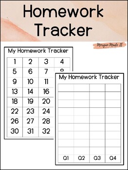 homework tracker tpt