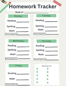 Preview of Homework Tracker
