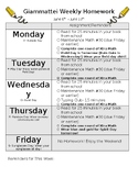 Homework Weekly Planner Sheet- Elementary
