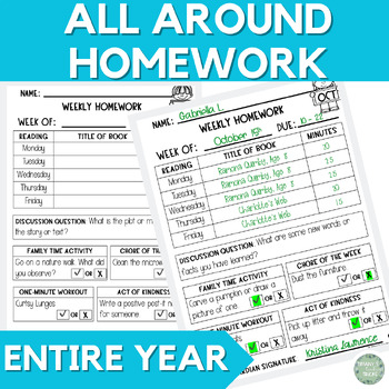Preview of Homework Worksheets | Year Long | Grade 2, 3, and 4 | EDITABLE
