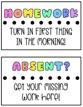 Preview of Homework and Absent Bin Label