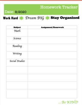 Preview of Homework and Assignment Tracker