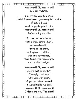 homework poem by jack prelutsky