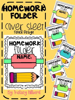 Preview of Homework communication folder cover sheet (pencil design) back to school