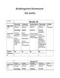 Homework for 6 weeks Kindergarten
