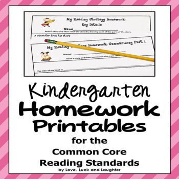 Distance Learning Homework for Reading Response Kindergarten