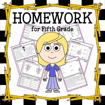 Preview of Homework for Fifth Grade - 132 Homework Printables | Literacy & Math Review