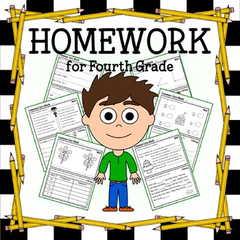 Preview of Homework for Fourth Grade - 132 Homework Printables | Literacy & Math Review