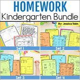 Kindergarten Weekly Homework Bundle, Math, Reading, Writin