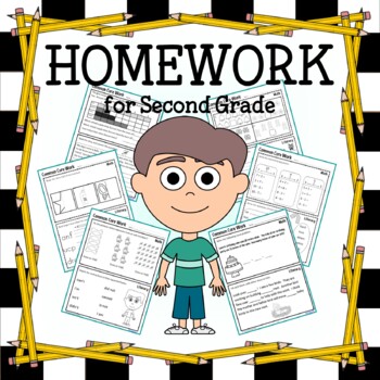 Preview of Homework for Second Grade | 132 Homework Printables | Literacy & Math Review