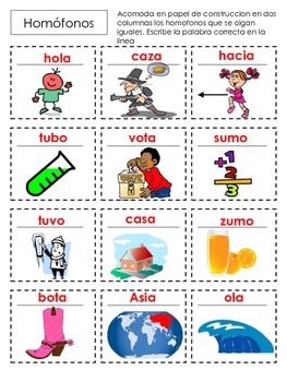 Homofonos / Homophones by Mrs Perales | TPT