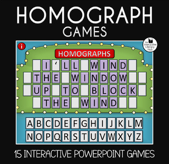 Preview of Homograph Games - Examples of Homographs in Sentences - 15 PowerPoint Games
