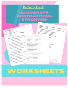 Preview of Homograph, Synonyms and Contraction Worksheet Practice