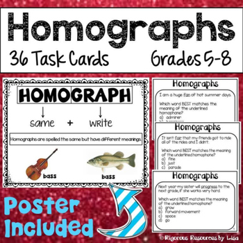 Preview of Homographs Poster and Task Cards