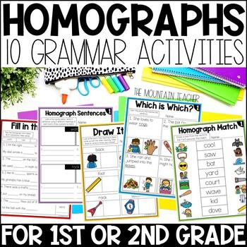 Preview of Homographs Activities, Grammar Worksheets and Homograph Anchor Charts