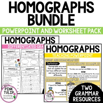 Preview of Homographs Bundle - Worksheet Pack and Guided Teaching PowerPoint