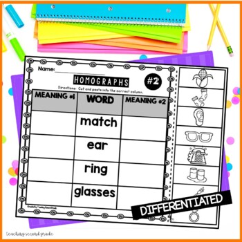 Homographs Worksheets by Teaching Second Grade | TpT