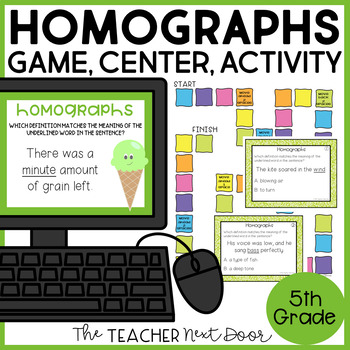 Preview of Homographs Game - Homographs Center - Homographs Activity