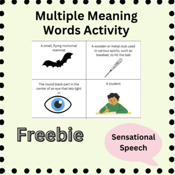 Preview of Homographs - Multiple Meaning Words Activity FREEBIE