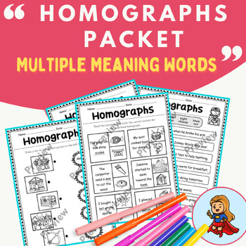 Preview of Homographs Packet | Multiple Meaning Words Activities- Exercises and More