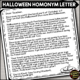 Halloween Grammar Activity Homonym Letter
