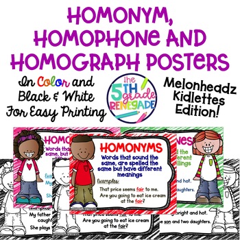 homonym homograph and homophone posters melonheadz kidlettes theme