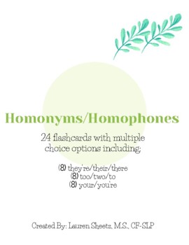 Preview of Homonym/Homophone Flashcards - SpeechTherapy 