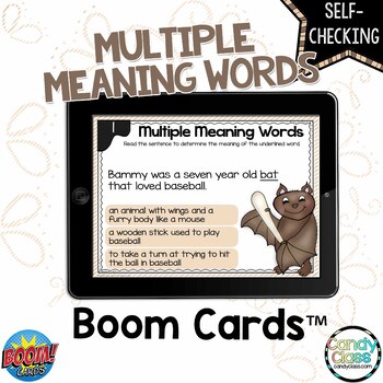 Preview of Homonym Multiple Meaning Word Activities Context Clue Boom Cards for Vocabulary