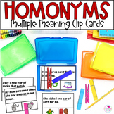 Homonym Clip Cards - Grammar Practice with Multiple Meaning Words
