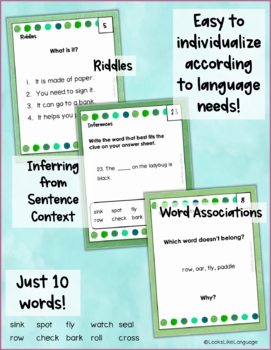 Homonyms Activities 1, Language Skills Task Cards, Multiple Meanings