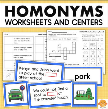 Preview of Multiple Word Meaning Context Clues Task Cards Homonyms Worksheets