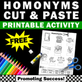 FREE Homonyms Worksheet with Pictures Multiple Meaning Words Activity