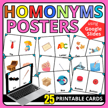Preview of Homonyms Flashcards for kids with Google slides