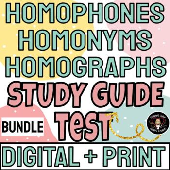 Preview of Homonyms Homophones Homographs STUDY GUIDE + TEST BUNDLE + Digital + Print