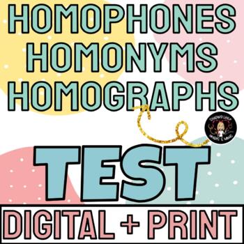 Preview of Homonyms Homophones Homographs TEST + Digital + Print + Answer Key