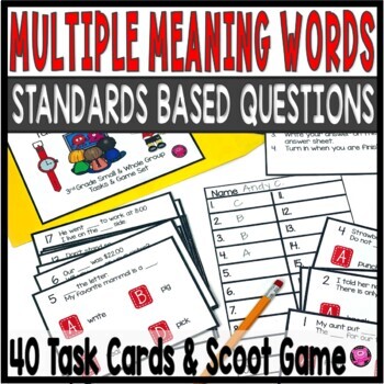 Preview of Multiple Meaning Words Activities Homonyms Homophones Homographs Task Cards