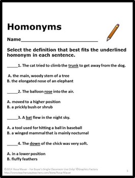 worksheet homonyms grade 3