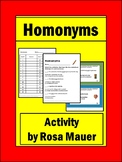 Homonyms Sentences Task Cards & Worksheet Select Meaning o