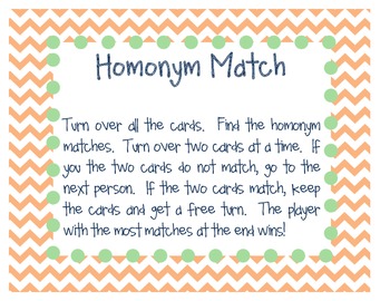 Preview of Homonyms Match (Reading Street Unit 1, Week 1)