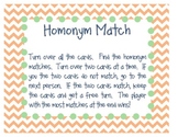 Homonyms Match (Reading Street Unit 1, Week 1)