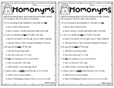 Homonyms & Multiple Meaning Words Quiz