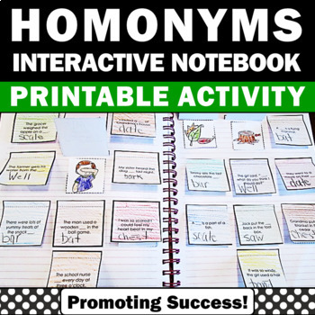 Preview of Multiple Meaning Words Homonyms Vocabulary Interactive Notebook Speech Therapy