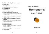 Homonyms Part 2 M-Z - Easy to Learn Series