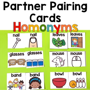 Preview of Homonyms Partner Cards - Homonyms Game - Multiple Meaning Words