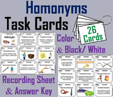 Homonyms Task Cards Literacy (Academic Vocabulary Activity)