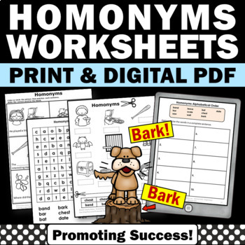 Preview of Multiple Meaning Words Worksheets Homonyms Vocabulary Activities Cut and Paste
