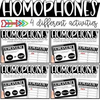 Preview of Homophone Activities - Printable or Digital for the Google Classroom TPT Easel