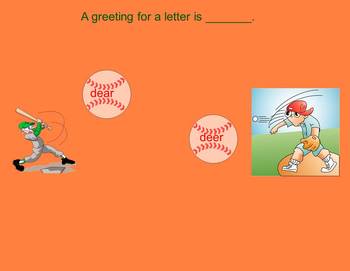 Preview of Homophones Baseball Game