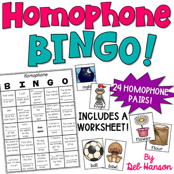 Preview of Homophone Bingo Game and Worksheet!  20 different cards!